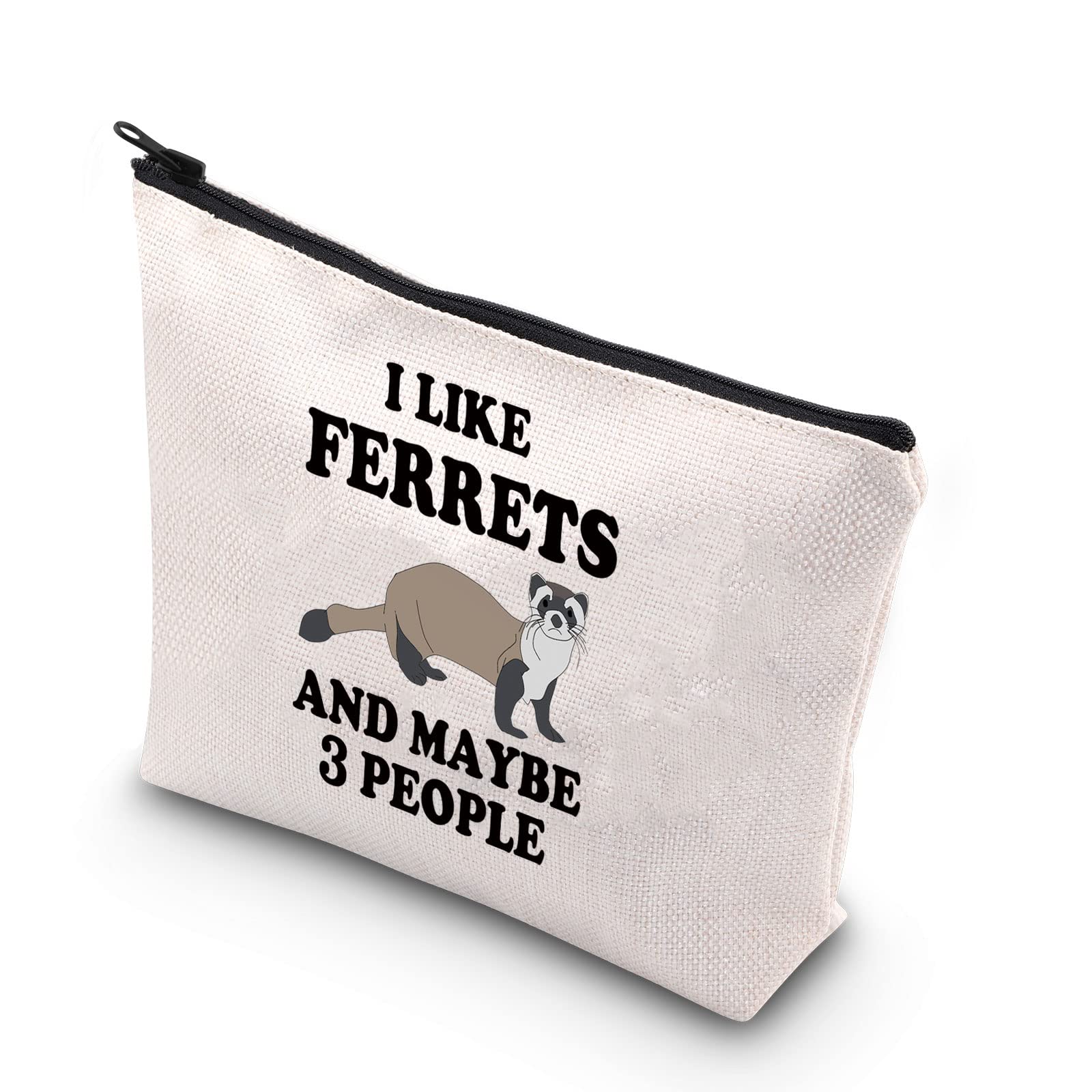 PLITI Ferret Makeup Bag Funny Ferret Lover Gift for Women Animal Lover Gift I Like Ferrets and Maybe 3 People Travel Pouch(I Like FerretsU)