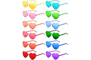 AGGKKY 12 Pairs Heart Shaped Sunglasses for Women Colorful Glasses Fun Trendy Transparent Heart Sunglasses Party Favor (Assorted Colors)