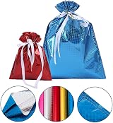 WUBAYI 12 Pcs Gift Bags Drawstring Multipack 3 Sizes 6 Designs Reusable view 3