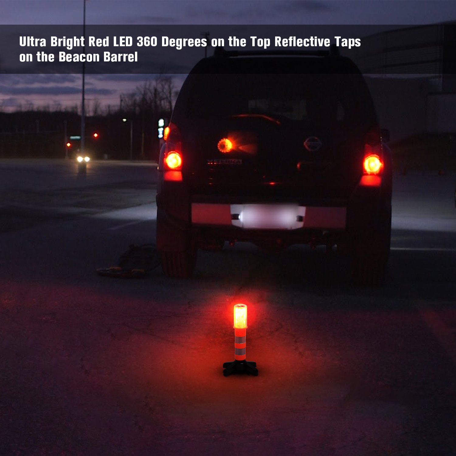 Sailnovo 2 LED Emergency Roadside Flares Storage Case for Car Marine