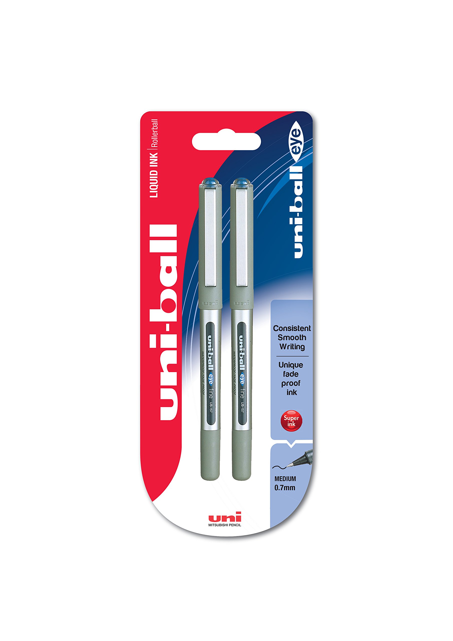 uni-ball 153486276 Eye Fine UB-157 Rollerball Pen - Blue, Pack of 2