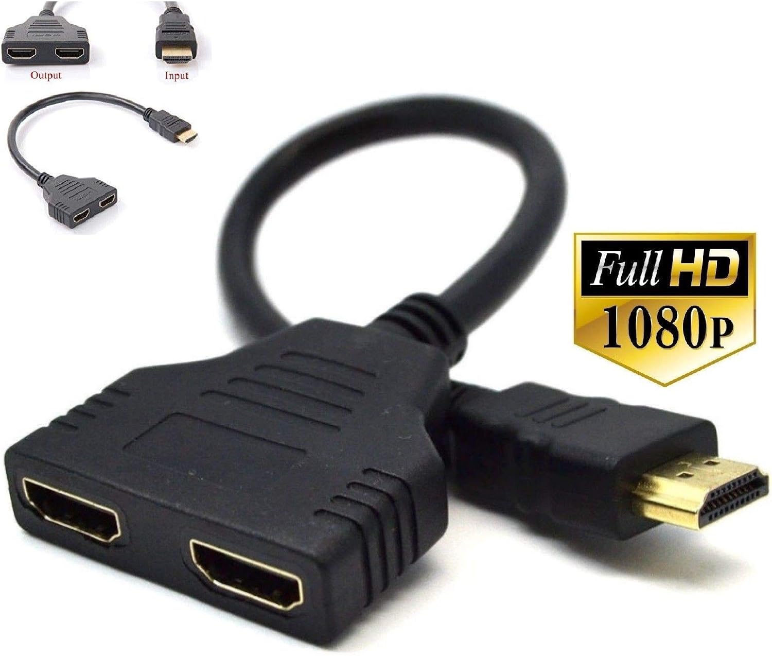 1080P HDMI Port Male to 2Female 1 In 2 Out Splitter Cable Adapter