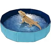 Crikon Foldable Pet Bath Pool, Collapsible Dog Bath Tub for Large &amp; Small Dogs, Cats, Bearded Dragon, Portable Outdoor Swimming Pool for Camping, Washing Vegetables (Small Animal - Blue)