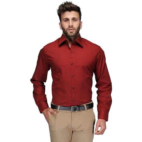 mens red slim fit shirt