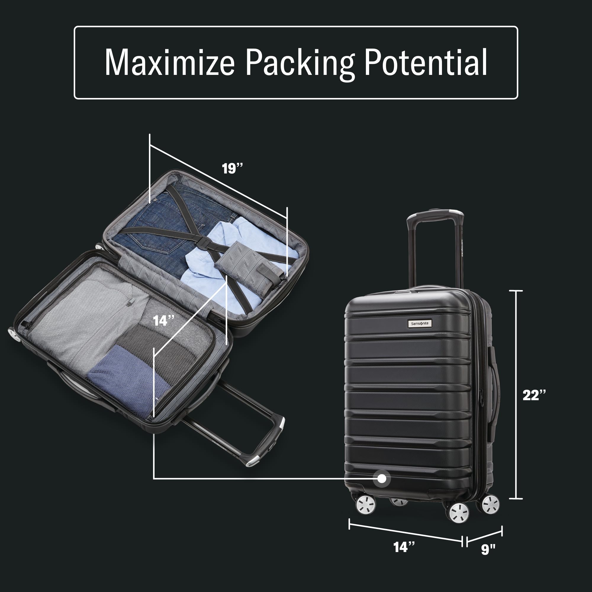 thumbnail interactive-video image 1 of Samsonite Omni Hardside 24" Spinner Luggage - Army Green (68309-2209) Open Box 1 of 6