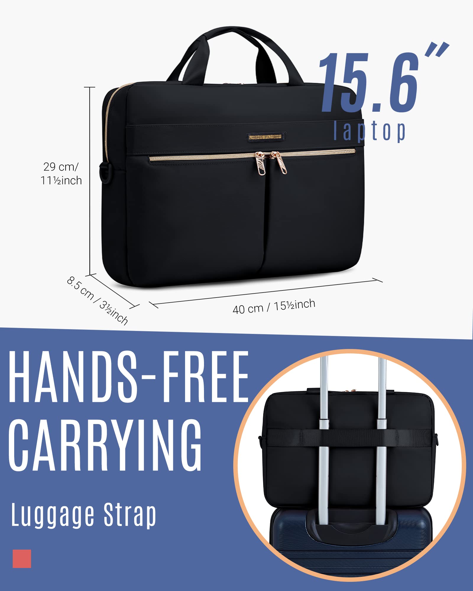 LIGHT FLIGHT 15.6/17.3 Inch Laptop Bag, Briefcase for Women, Large Laptop Case Computer Bag Office Travel Business, Nylon