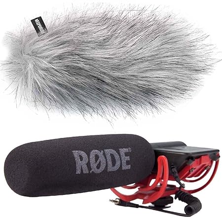 Rode Videomic Rycote Richtmikrofon + KEEPDRUM WS-WH Fell-Windschutz