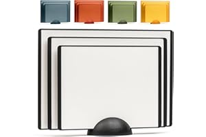 SMIRLY Plastic Cutting Board Set With Holder, Dishwasher Safe Plastic Cutting Boards Set for Kitchen, Cutting Boards for Kitchen - Plastic Chopping Board Set