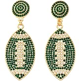 Shining Football Rhinestone Beaded Earrings Colorful Sports Lover Football Earrings for Women Jewelry(D)