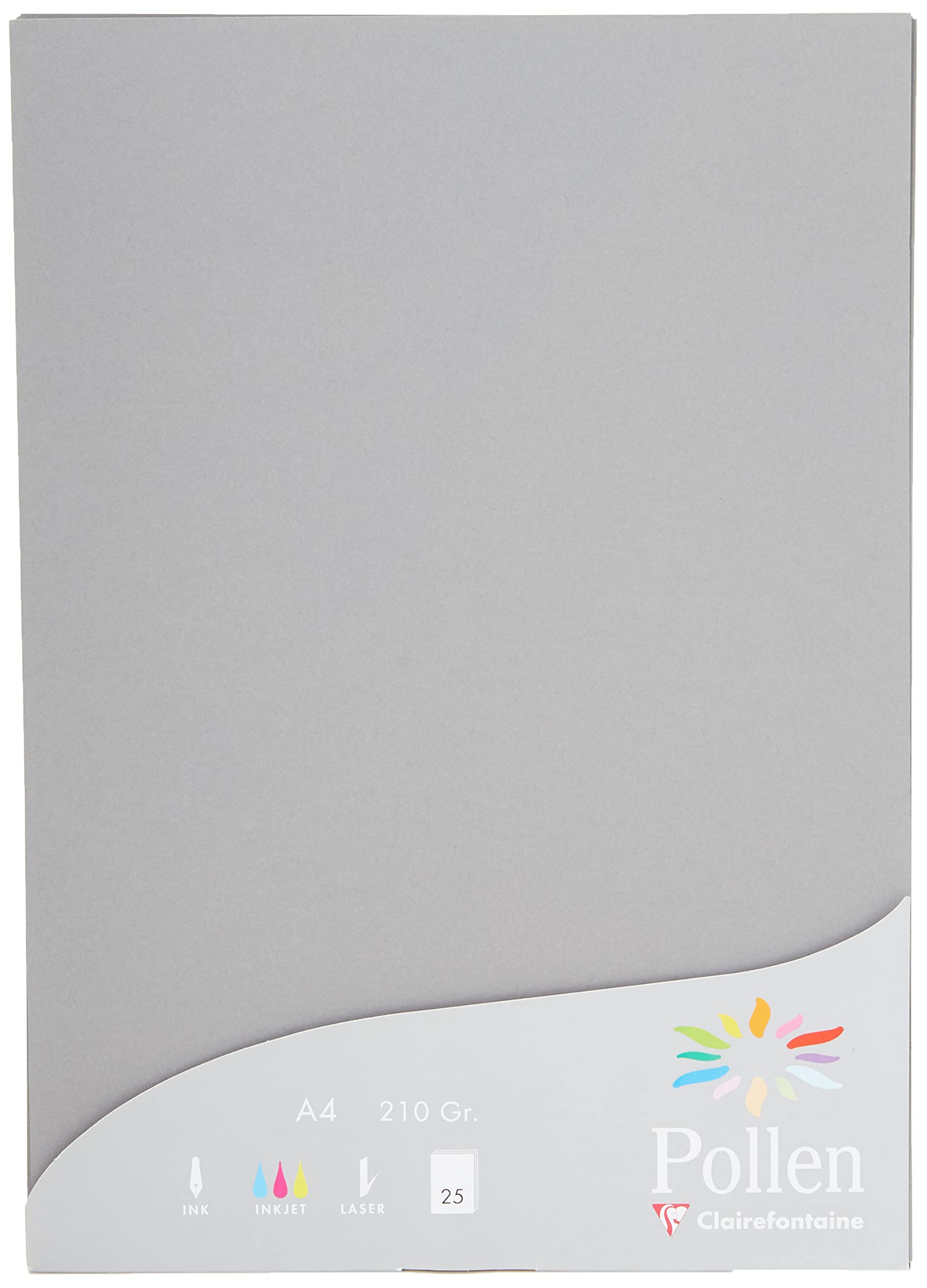 Clairefontaine 24283C Wallet of 25 Sheets Format A4 (21x29,7cm) 210gsm Dark Grey Invitation Paper Events Correspondence Pollen Range Premium Smooth Paper