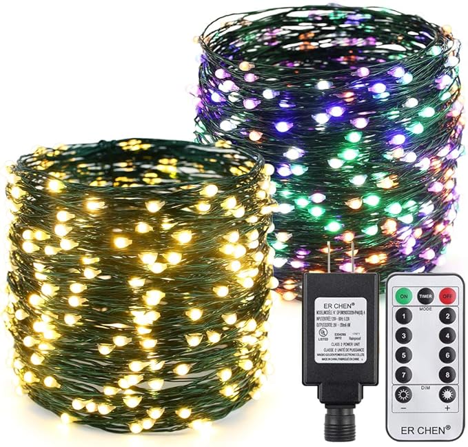 ER CHEN Color Changing LED String Lights Plug in with Remote Timer