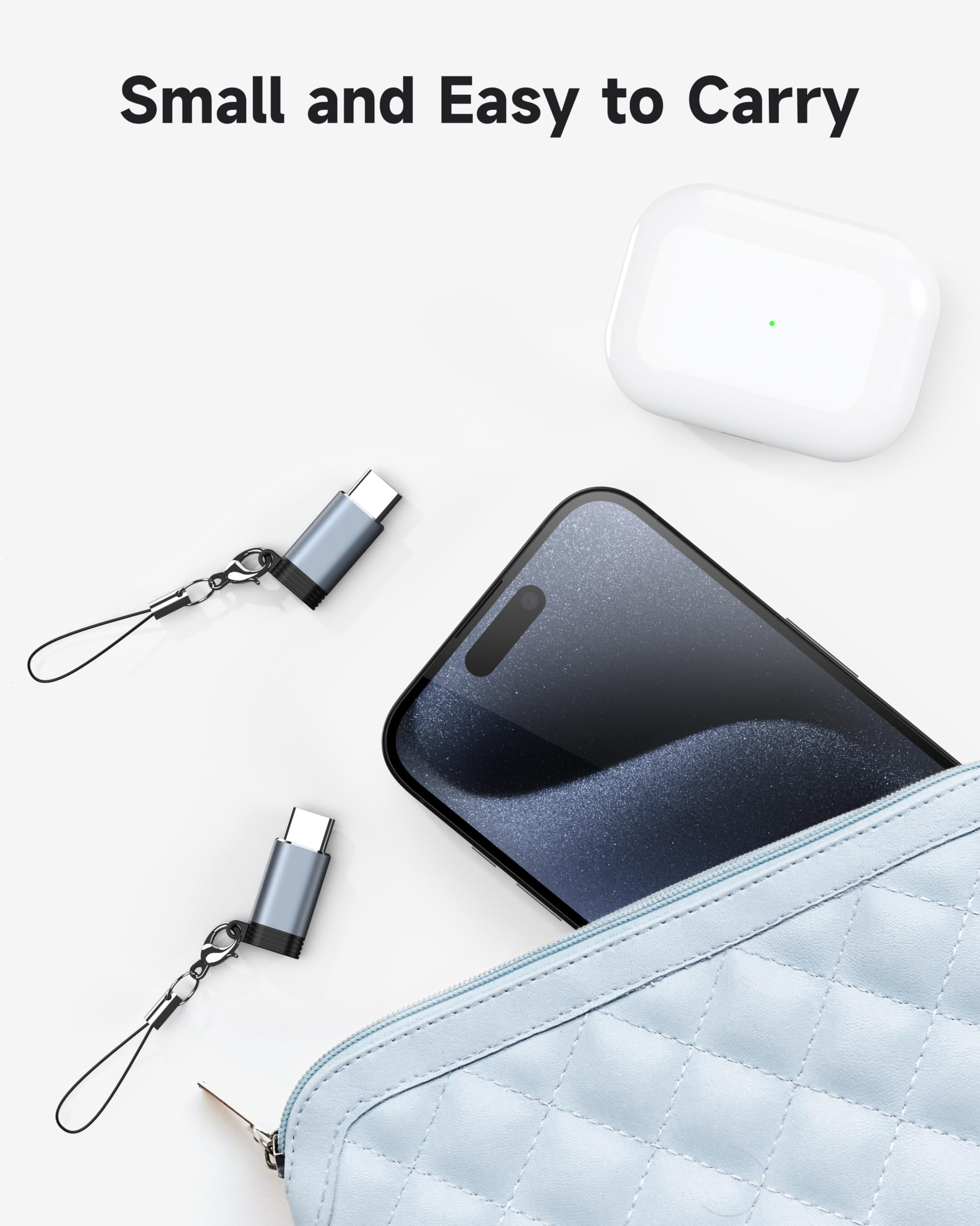 Lightning to USB C Adapter 4 Pack, Fast Charging & Data Sync for iPhone 15/16/17 Pro/Pro Max, Charger Adapter Accessory (Not for Audio/OTG)