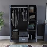 Vida Designs Riano 3 Door Mirrored Wardrobe Grey 170H x 115.4W x 53D cm view 3