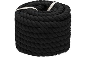 VEIZEDD Black Cotton Rope 1 Inch x 32 Feet, Strong Twisted Rope for Swing, Landscaping, Hammock, Home Decor