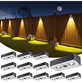 JOFIOS Solar Fence Lights 12 Pack, 50 Lumens Outdoor Fence Solar Lights with 12 Modes RGB Color Glow LED Solar Lights Outdoor Waterproof, Solar Lights for Patio, Backyard, Deck, Fence, Railing.