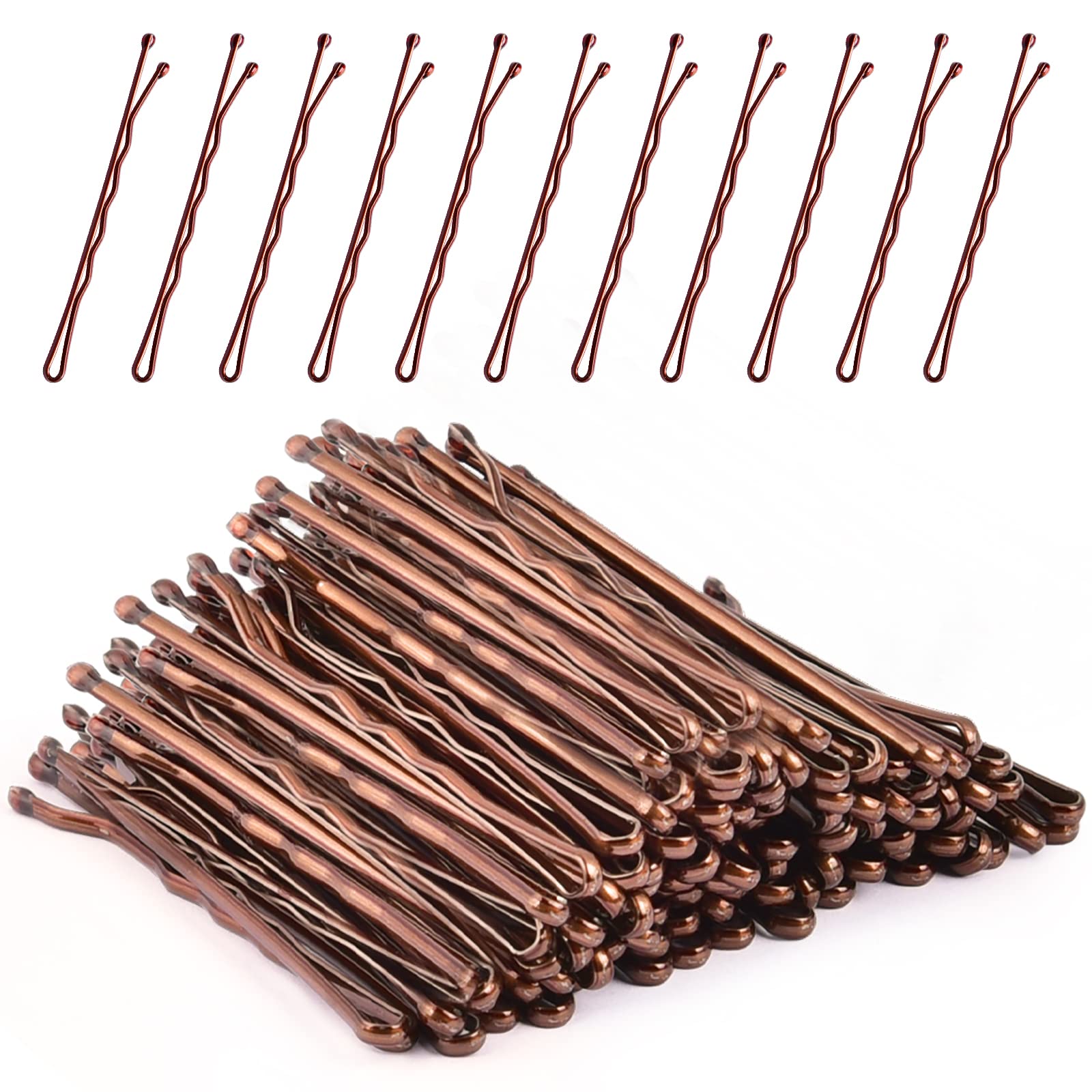 Bobby Pins, MORGLES 120pcs Brown Hair Grips Hair Clips for Styling Women with Box, 5cm/2in