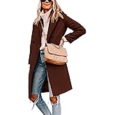 Bnycuml Women's Winter Pea Coat Notch Laple Double Breasted Casual Wool Blend Trench Coats