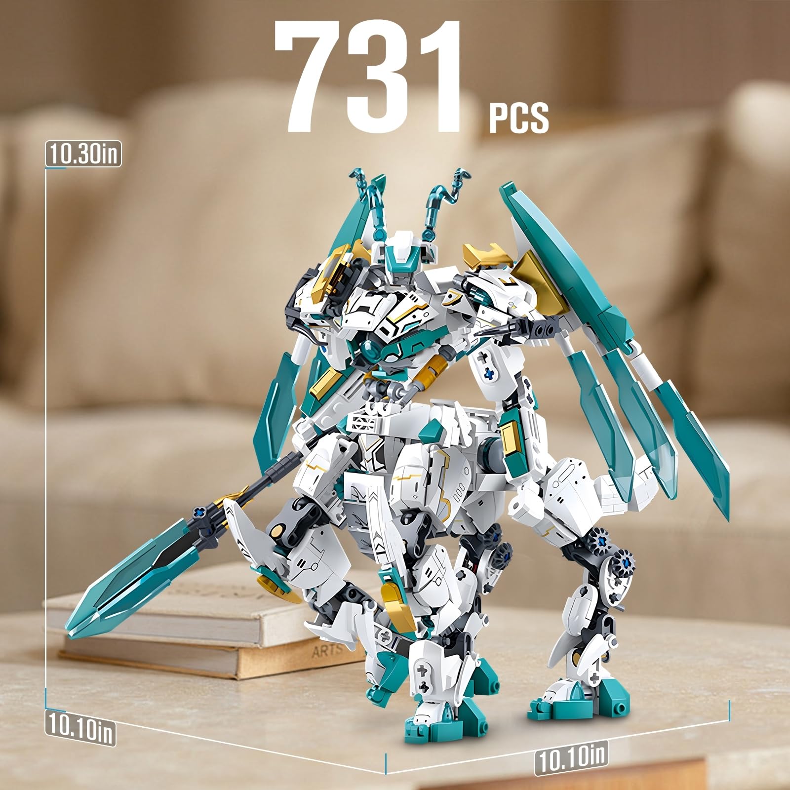 HIGH GODO Dragon Transforming Mech Building Blocks Set, 2 in 1 Warrior City Action Robot Model Building Kit, 731 PCS Cool Rider Mech Toys Gift for Adults and Kids Boys 8 10 12+