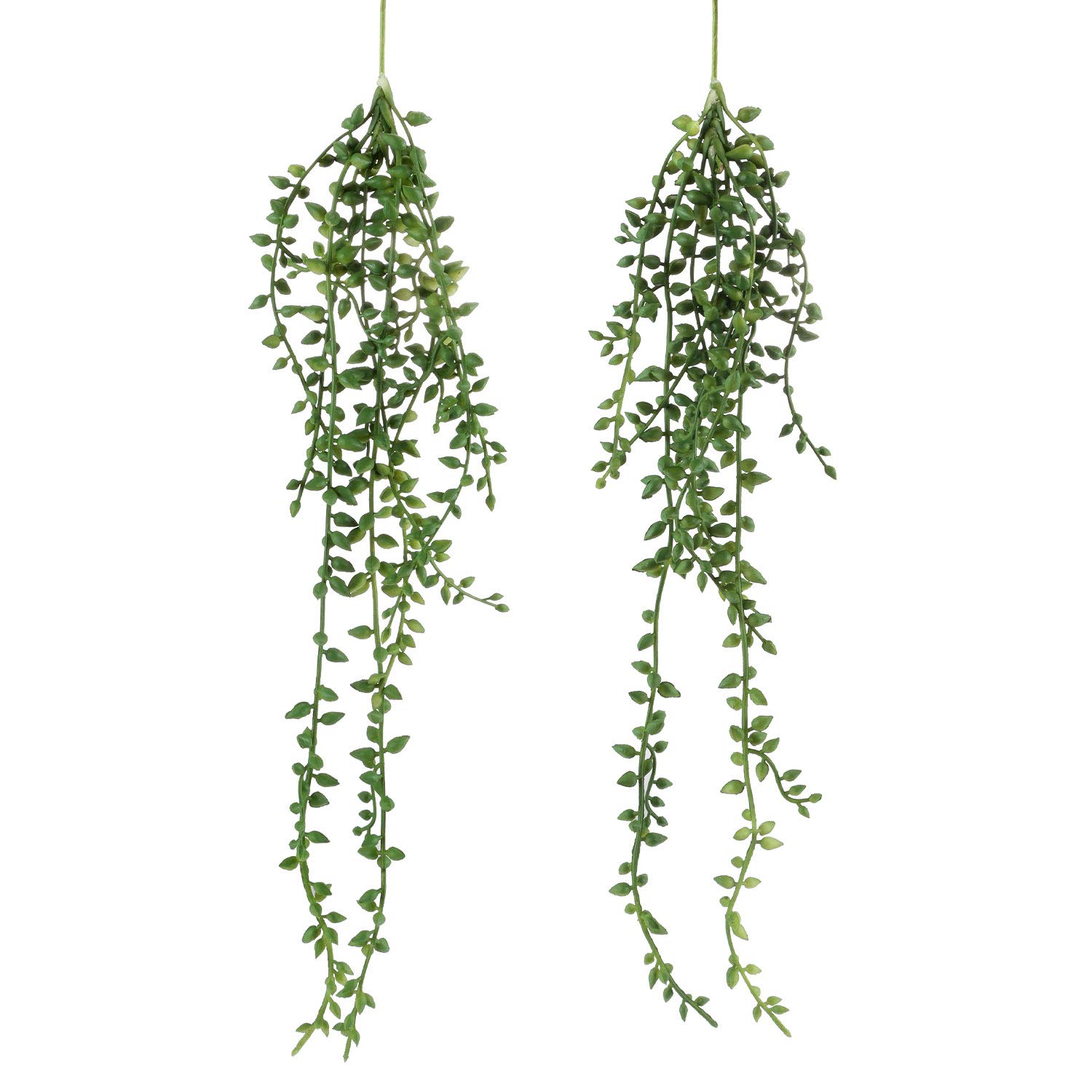 Meneco Artificial Hanging Succulent Plants – 2 Pack String of Pearls Plant Artificial Hanging Plants Unpotted Fake Plants Decor (Small)