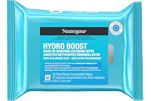 Neutrogena Hydro boost make-up removing cleansing wipes made with hydrating hyaluronic acid, 25 count