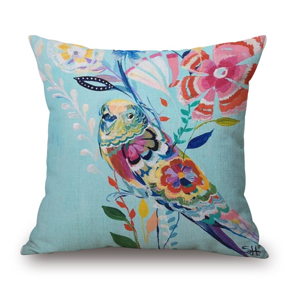最安値 Fashionmall水彩画動物花コットンリネンスロー枕カバー 18 X 18 装飾枕カバー 18 X 18 B01n5oaovb 18 X 18 鳥 Www Vitalfood Es