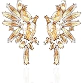 Met-edianger Vintage Rhinestone Statement Earrings Retro Big Cluster Crystal Drop Dangle Earrings for Women
