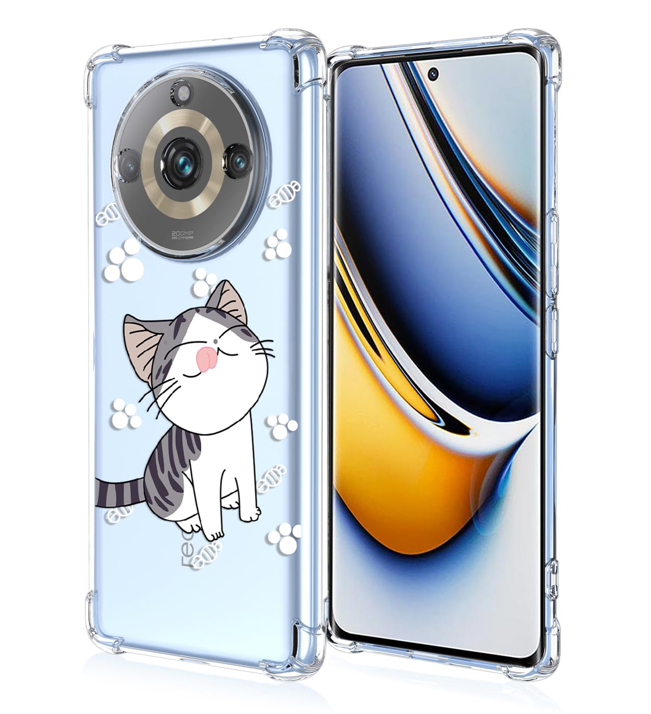 YUXING Clear Case for Realme 11 Pro/Realme 11 Pro Plus (Pro+) - Cute Cool Pattern Design Slim Transparent Protective Case Soft TPU Shockproof Bumper Cover (Cat)