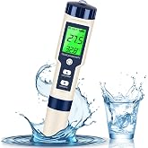 PH Meter &amp; TDS Meter Digital Water Tester 5 in 1 Salinity Tester PH Temp EC and TDS Meter,PH Meter for Water with LCD Backlit,Water Testing Kits for Drinking Water,Wine,Swimming Pool,Hot Tub Spas.