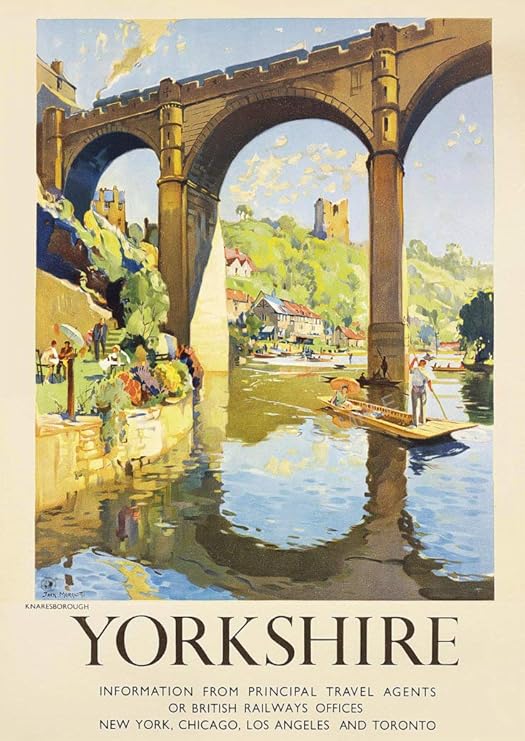 Vintage Railway Poster Yorkshire Knaresborough Harrogate WALL ART Deco