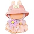17cm Doll Clothes Set (No Doll), 3 Pieces Dress Outfit Set for 6.7inch Doll Suit, Fashion Chic Hat & Clothes Accessories for 1st/2nd/3rd Gen Doll Play & Display Pink