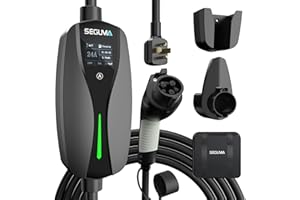 SEGUMA NEMA 14-30 Level 2 EV Charger, Electric Vehicle Portable Charger with 24A 240V 25FT Cable, Adjustable Current (10-24A), Home MobileEV Charging Station with 4-Prong Dryer Plug for J1772 Electric Cars