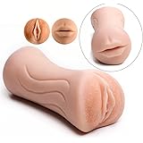 Sex Rabbit Pocket Pussy Male Masturbator 3D Realistic Silicone 2 in 1 Vagina Oral Sex Blow Job Stroker Deep Throat Tongue Adult Toys for Masturbation Sexual Pleasure Gift