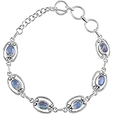 Solid 925 Sterling Silver Bracelet, Minimalist Bracelet, Genuine Rainbow Moonstone, Healing Crystals, Handmade Designer Jewelry, June Birthstone, Gift for Women