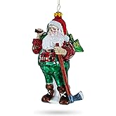 Lumberjack Santa Blown Glass Christmas Ornament