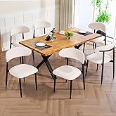 UVV Dining Chairs Set of 6, Metal Kitchen Chairs with Modern Fabric Upholstered for Dining Room, Beige