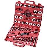 45-Piece Premium Large Size Tap and Die Set - SAE 1/4, 5/16, 3/8, 7/16, 1/2, 9/16, 5/8, 3/4, 7/8, 1&rdquo;, Both Coarse and Fine Teeth | Essential Threading and Rethreading Tool with Handle Wrench and Case