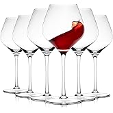 Gusto Nostro Crystal Wine Glasses Set of 6, 22 Oz Long Stem Modern Wine Glasses for White and Red Wine, Dishwasher Safe, Fancy, Elegant, Large and Tall Wine Glass for Wedding Christmas Anniversary