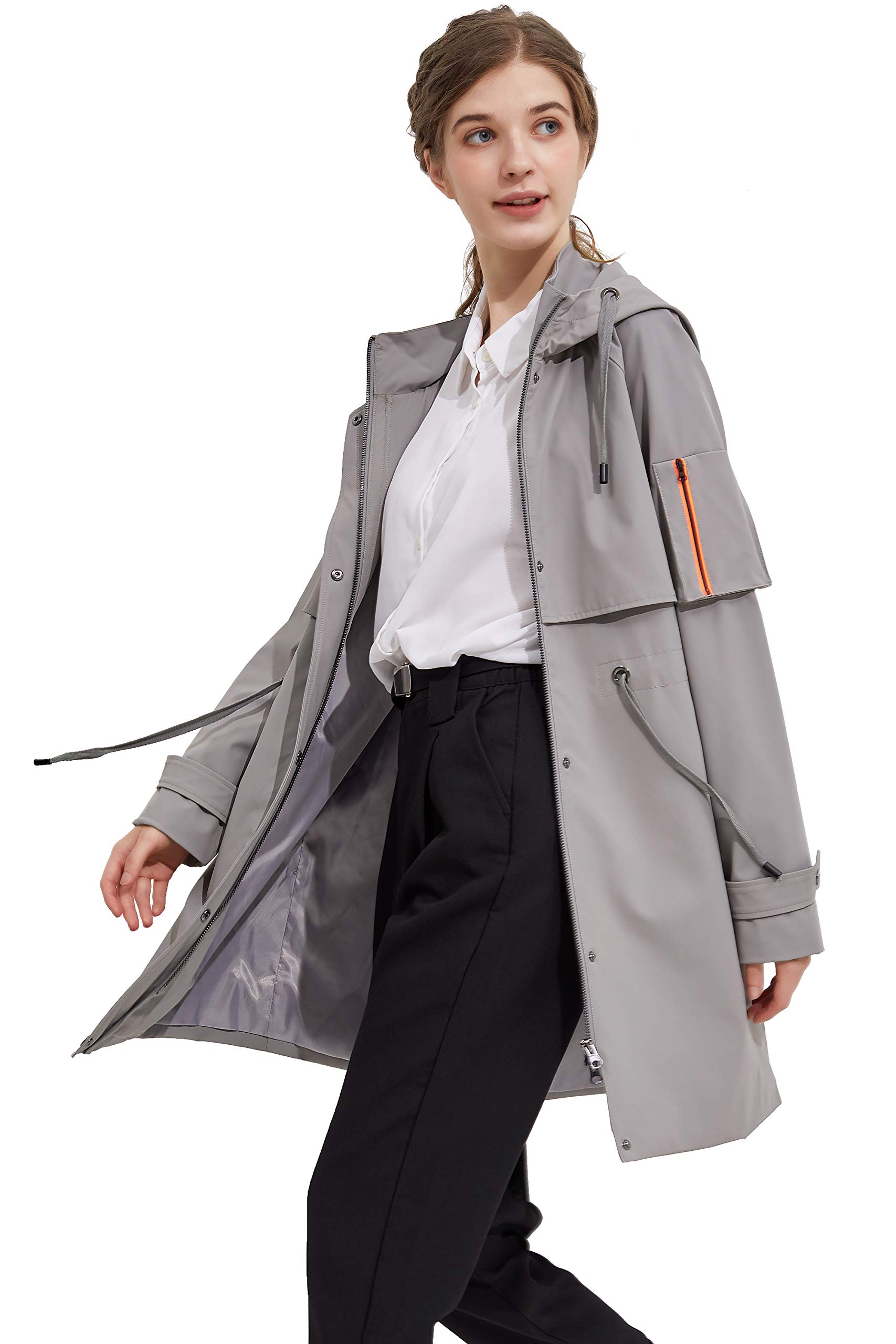 Orolay Women's Long Windbreaker Hooded Light Jacket Active Outdoor Anoraks