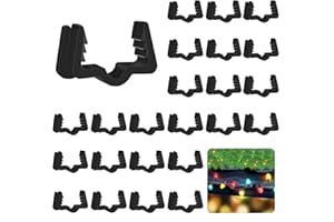 HEONAY Christmas Light Hanger Clips Fascia Board Light Clips Plastic Holiday Deck Banister Hanger for Christmas Fascia Board Roof Gutter Fence Eave Decoration, Black (50 PCS, 7/8")
