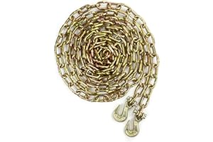 Towmavin Transport Binder Chain 12 Foot 1/4 Inch Clevis Hooks 12,600 lbs Break Strength for Load Tie-Down Fixed Cargo Flatbed Truck Trailer Chain-1Pack