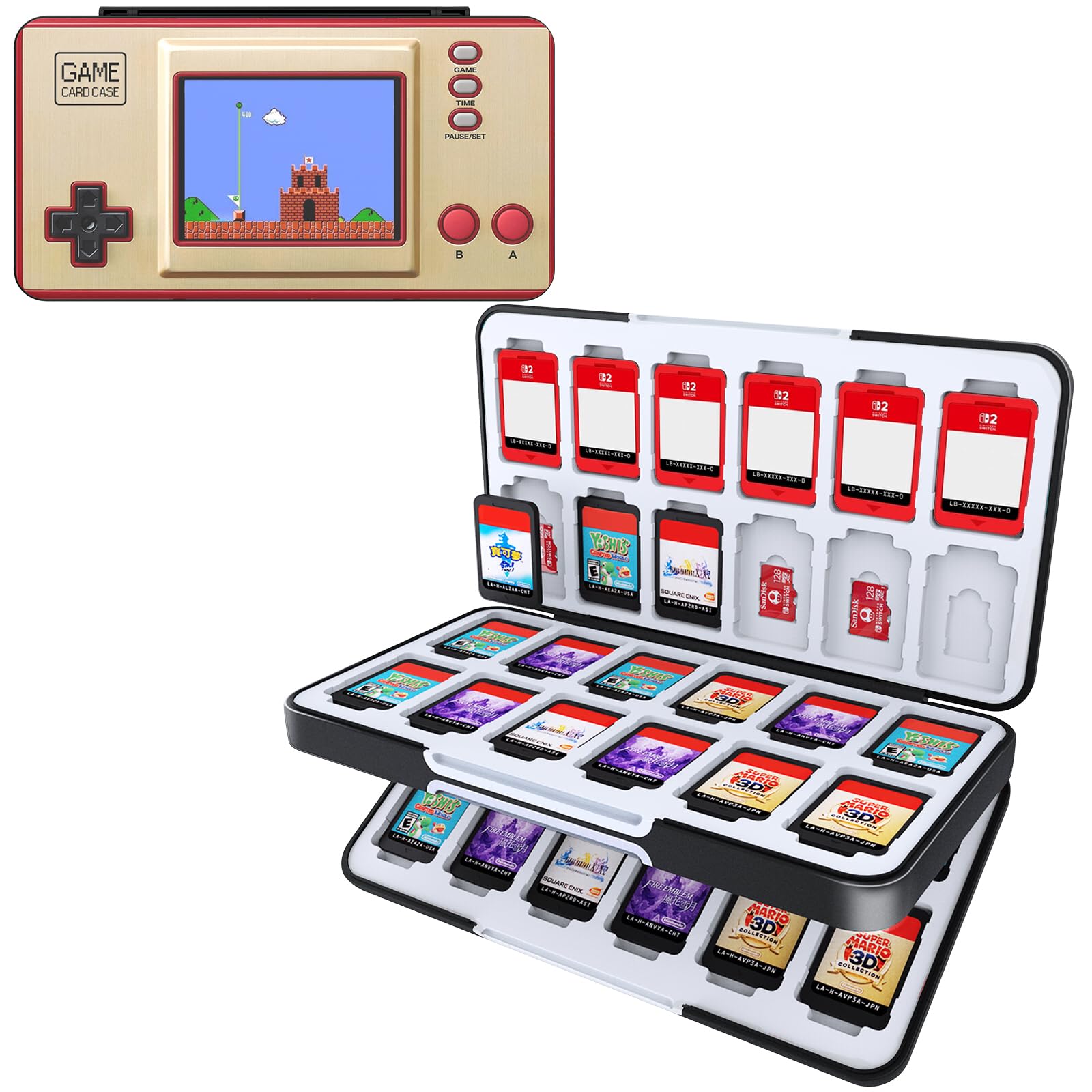 HEIYING Game Card Case for Nintendo Switch & OLED,Customized Pattern Switch Lite Game Storage Case with 48 Games Cards Slots and 24 Micro SD Cards Slots