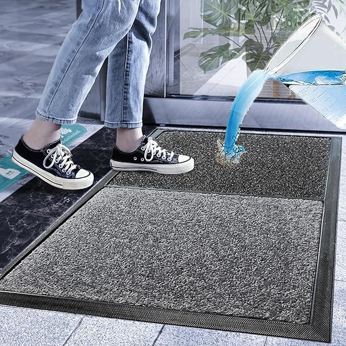 Photo 1 of 23x35 inch 2 in 1 Disinfecting Sanitizing Floor Entrance Doormats, Wet Dry Shoe Mat, Disinfection Entry Rug Shoe Sanitizer, Indoor Outdoor Rug, Shoe Sole Cleaning Mat (Grey)