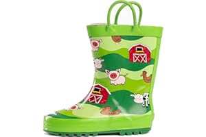 NORTY Rubber Rain Boots for Kids - Waterproof Rubber Boots Boys and Girls Solid & Printed Rainboots for Toddlers and Kids