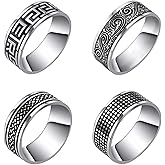 Supra Diamanto Retro Stainless Steel Rings for Men Wedding Ring Cool Classic Vintage Band 8MM Width 4 Pcs A Set