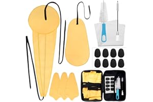 Solaradgy Saxophone Cleaning Kit with Case, Clarinet Cleaning Kit with 2 Microfiber Swabs 16 Mouthpiece Cushions Mouthpiece Brush Dust Brush Cleaning Cloth for Most Wind & Woodwind Instrument