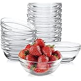 CookTaitai 15 Pcs Small Bowls Set for Prep, 4 oz 3.5 Inch Glass Ramekins Bowls Set, Clear Serving Bowls for Salad, Dessert, D