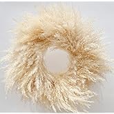 23'' Natural Pampas Grass Wreath for Indoor Decor, Handmade Dried Boho Wreath for Front Door or Wall, Rustic Farmhouse Decor for Living Room, Bedroom, and Entryway (Beige)
