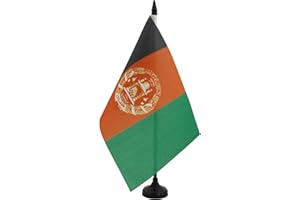 AZ FLAG Afghanistan Table Flag 5'' x 8'' - Afghan Desk Flag 21 x 14 cm - Black plastic stick and base