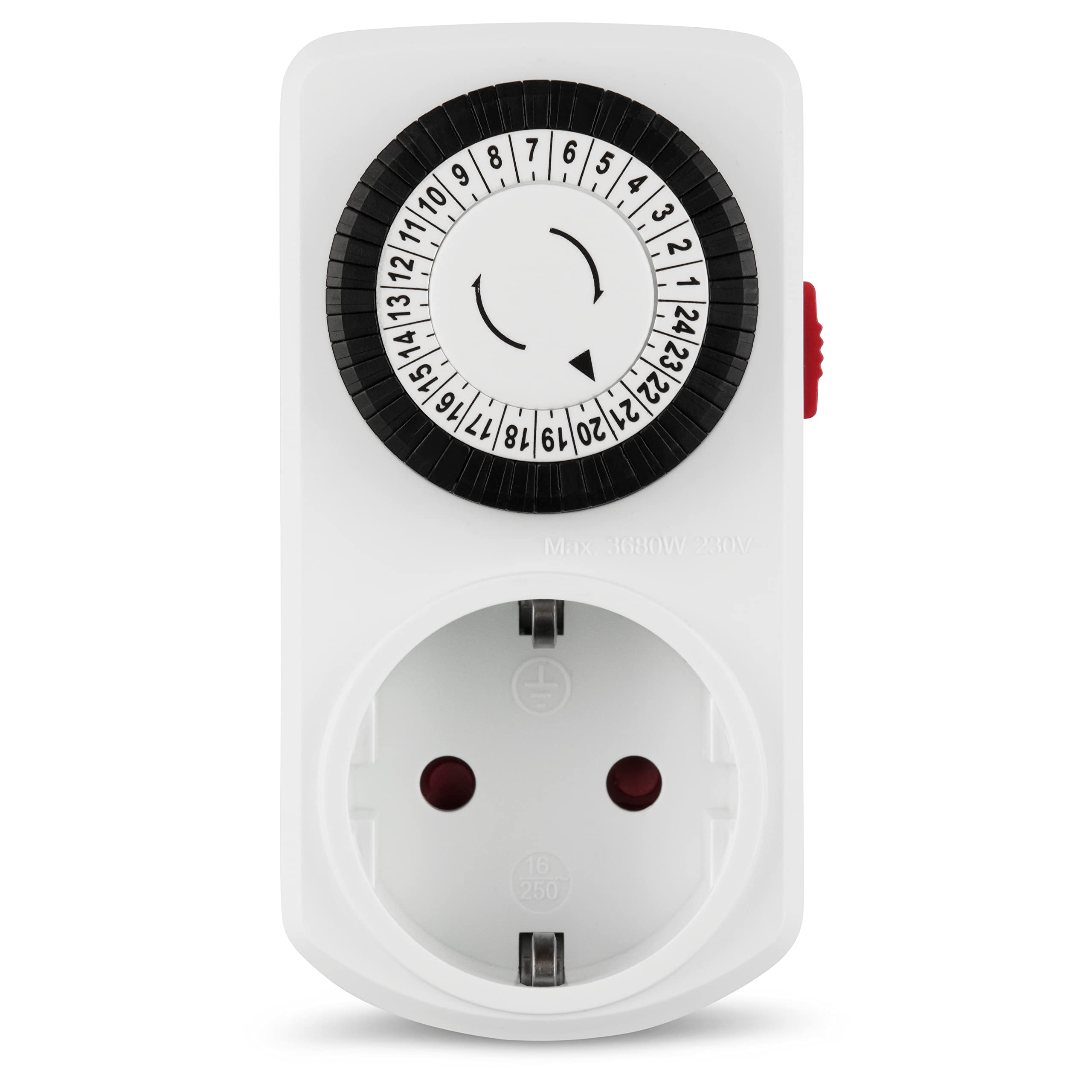 REV Zeitschaltuhr – mechanische Zeitschaltuhr Steckdose (48 Schaltzeiten/Tag, 30Min. Intervalle, max. 3680W) – Weiss 3