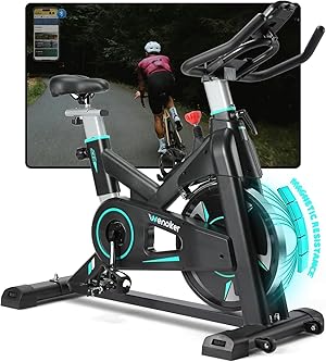 [2026 Aktualisierte]WENOKER Heimtrainer,Magnetwiderstand Stationäres Fahrrad für Zuhause,Indoor Bike mit Flüsterleise,Schweres Schwungrad und Verbesserter LCD-Monitor